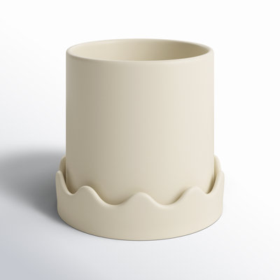Winterview Pot with Saucer 7.5"x 7.25"