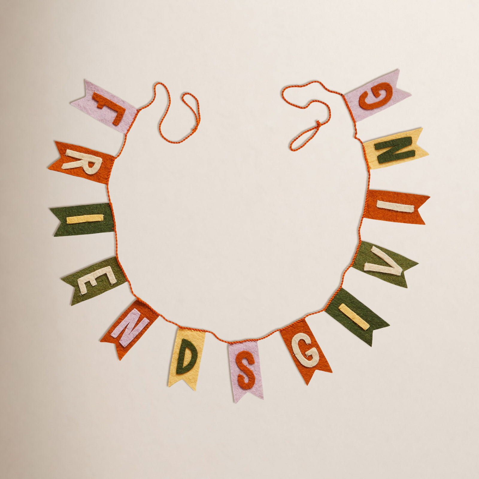 Friendsgiving Wool Felt Garland Orange Thanksgiving