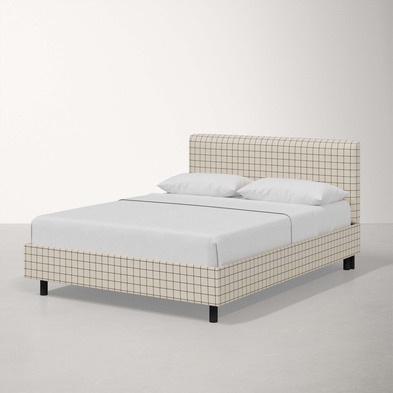 Eisley Upholstered Platform Bed, Twin, Evelyn Natural Asbtract