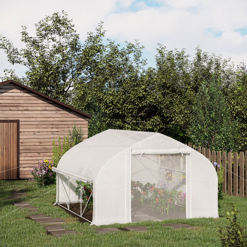 Walk-in Tunnel Greenhouse 11.5'x10'x6.5', Galvanized Steel Construction, Zippered Door, 7 Mesh Windows, Sidewalls , Protection, Pe Cover 11.5'x10'x6.5' Greenhouse, , Door & Sidewalls, Resistance,