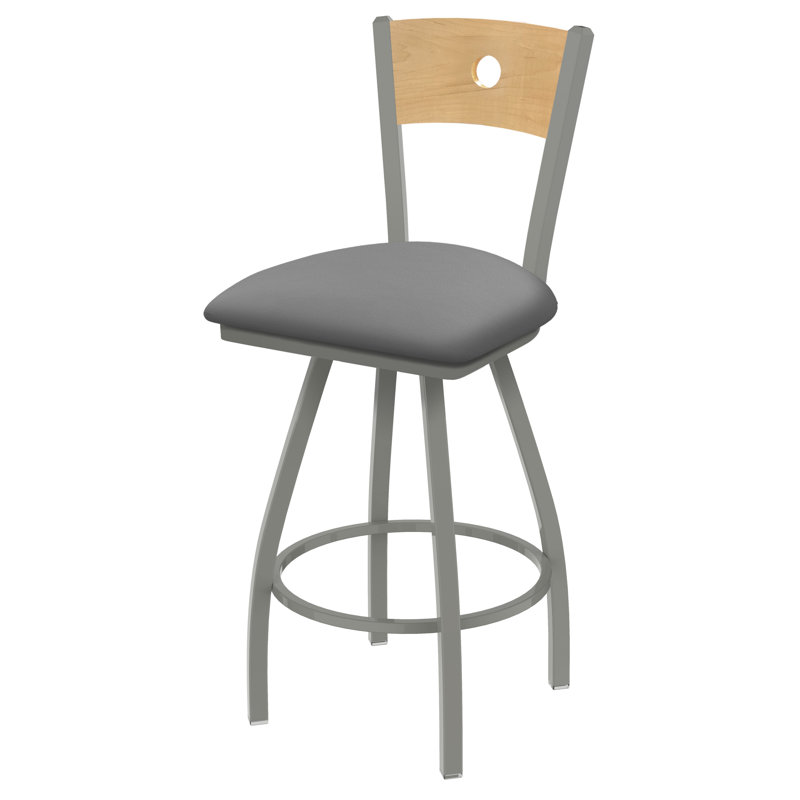 Tabouret pivotant Voltaire, 25, Nickel anodisé, Siège CanterFolkstone gris / dossier NaturalMaple