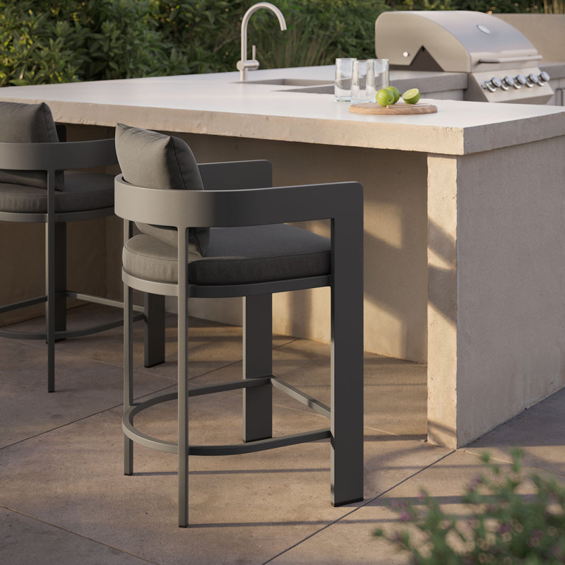 Tabouret de comptoir d'extérieur Tahoe, Gris anthracite, 26.5"