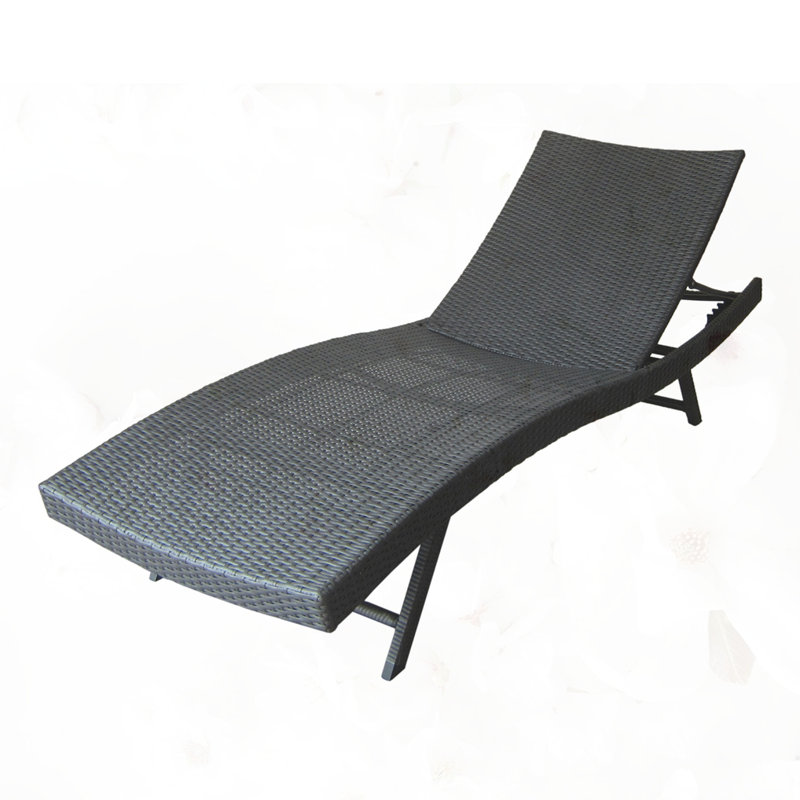 PE WICKER CHAISE, Gray, 1