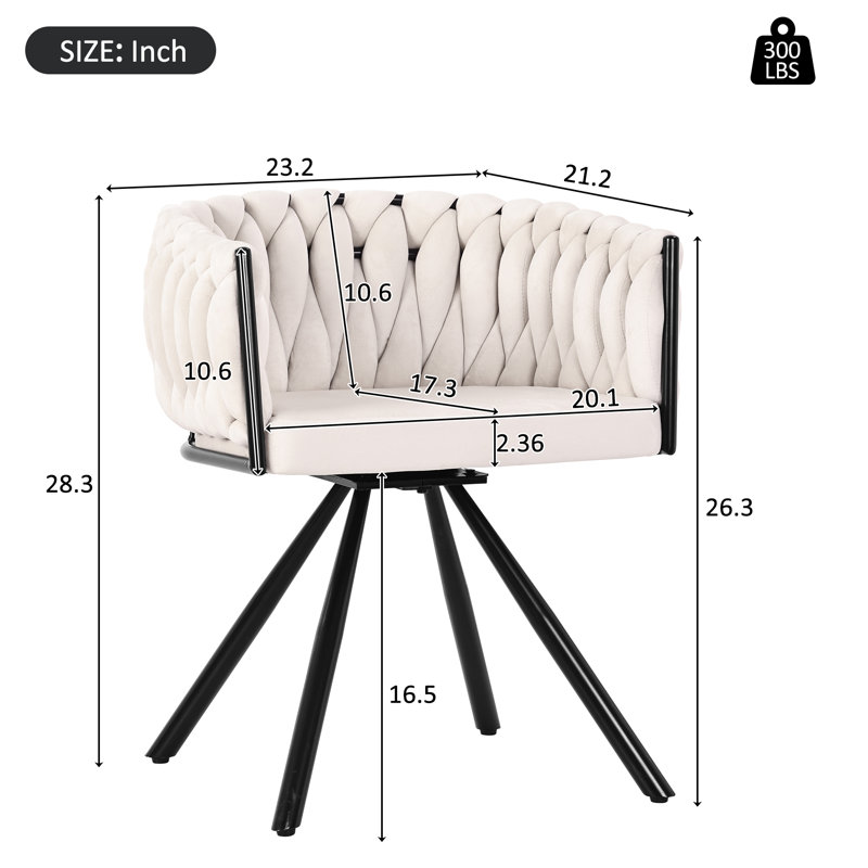 Chaises de salle à manger pivotantes en velours Kynor Glam, 2, Beige