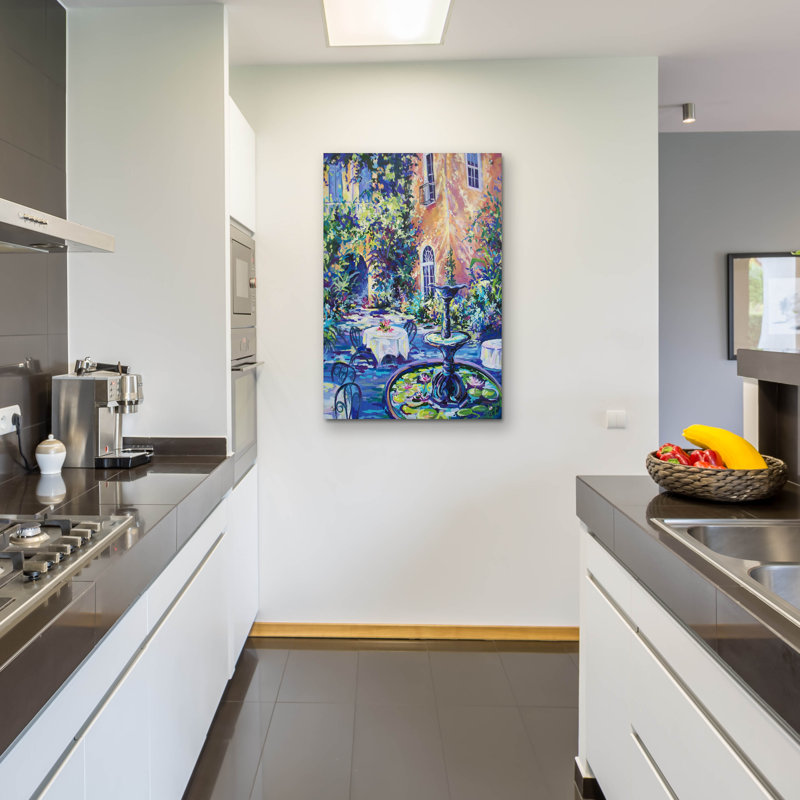 Art mural en verre épique «New Orleans Courtyard» par ADEL, 24 po x 36 po, H 36 po x l 24 po