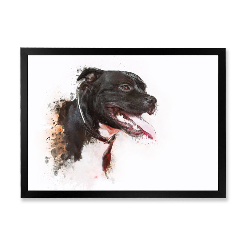 «Dog Pit Bull Design», reproduction sur toile encadrée, Cadre photo noir, H 8 po x l 12 po x P 1 po