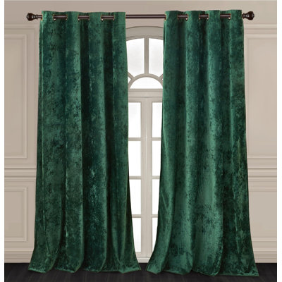 Lux Velvet Crushed Curtains with Grommet Top Curtain Panels Set
