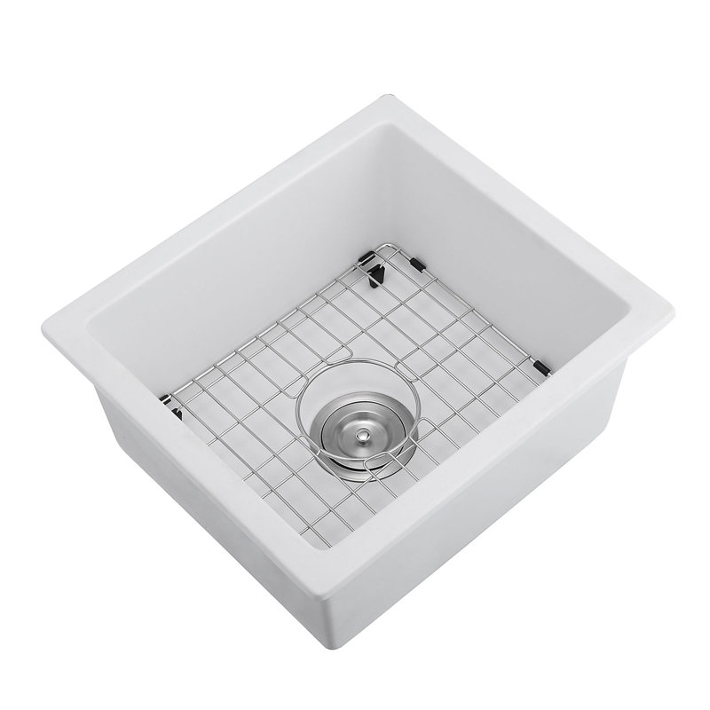 Évier de bar en quartz avec grille et crépine L 18 po x l 16 po Quartz