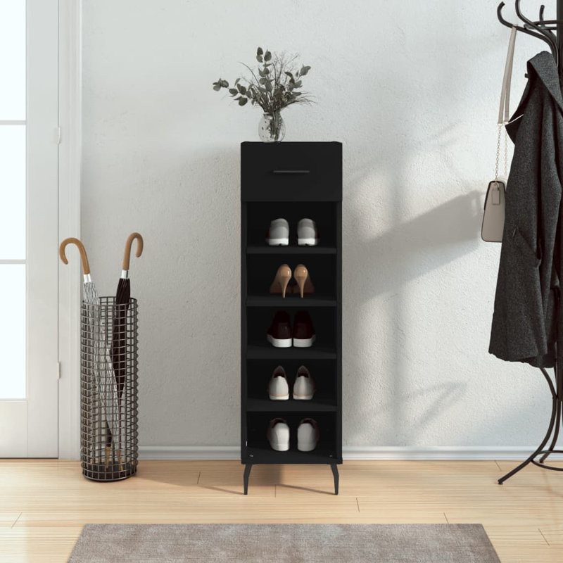 5 Pair Shoe Storage Cabinet, Black