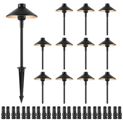 Paquet de 12 lumières de sentier de paysage à basse tension, lumières de sentier d'extérieur à DEL 3W 210LM, éclairage de passage blanc chaud 12V-24V 3000K, lumières de jardin et de cour étanches IP66