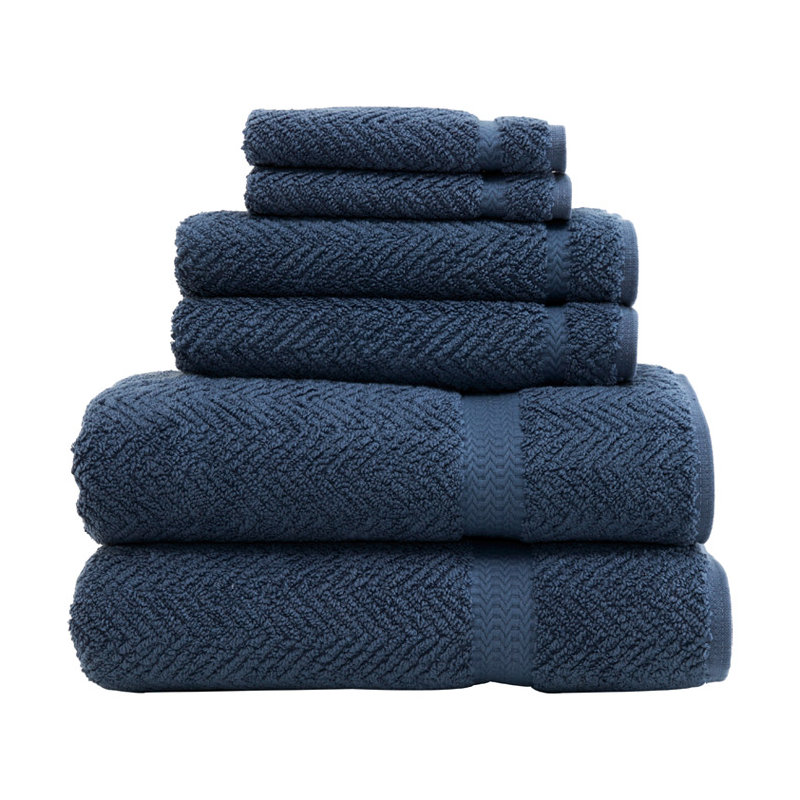 Ensemble de 6 serviettes en coton turc Clara, Bleu minuit