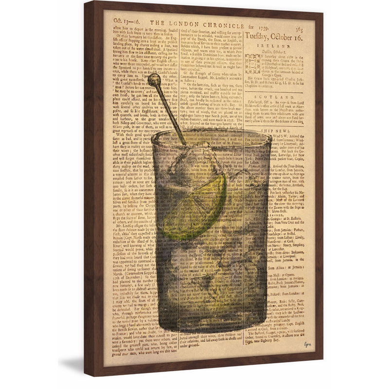 « vodka lime », impression encadrée, H 18 po x l 12 po x P 1,5 po