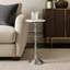 Table à boisson en aluminium argenté avec plateau en marbre blanc, l 10 po x P 10 po x H 26 po