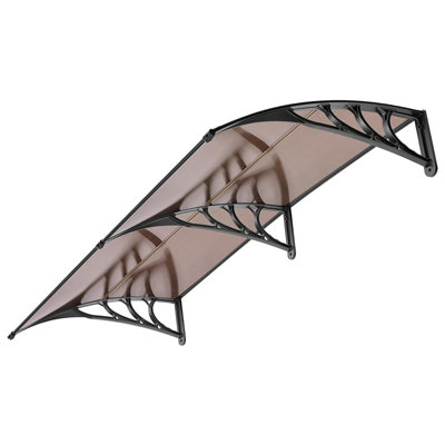 Window Door Awning Canopy, Brown with Black Bracket