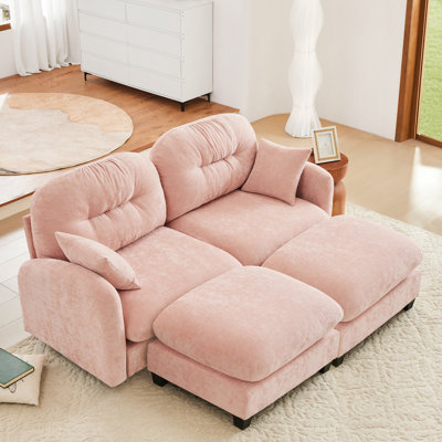 Elegant Pink Sectional With High - Quality Chenille, Cushion, And Quick Installation Modular Density Foam, Multiple Combination Forms