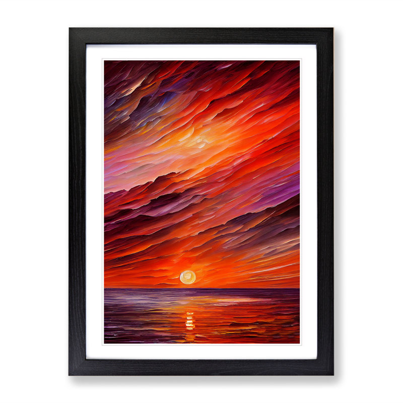 Ocean Sunset View No.7 - Framed Print, Black, 64cm H x 46cm W x 2cm D