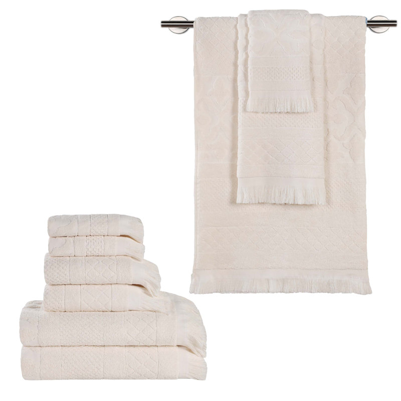 Serviette de bain Rolla, Ivoire ivoire, Ensemble de serviettes 9 pièces