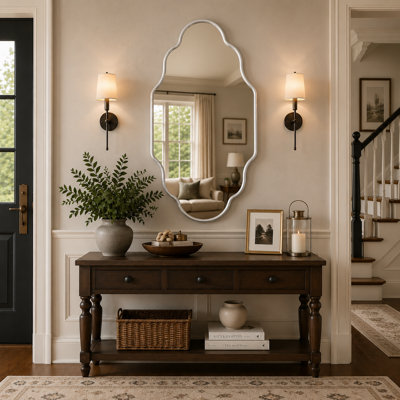 26" x 46" Silver Oval Bathroom Vanity Mirror, Aluminum Frame, 4mm HD Shatterproof Glass, Wall Mounted Vertical & Horizontal
