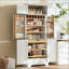 Armoire de cuisine Farmhouse avec 8 portes, armoire de rangement avec 4 tablettes réglables, tiroir caché, support à vin, armoire polyvalente pour la cuisine, la salle à manger et la salle de bain-117856653