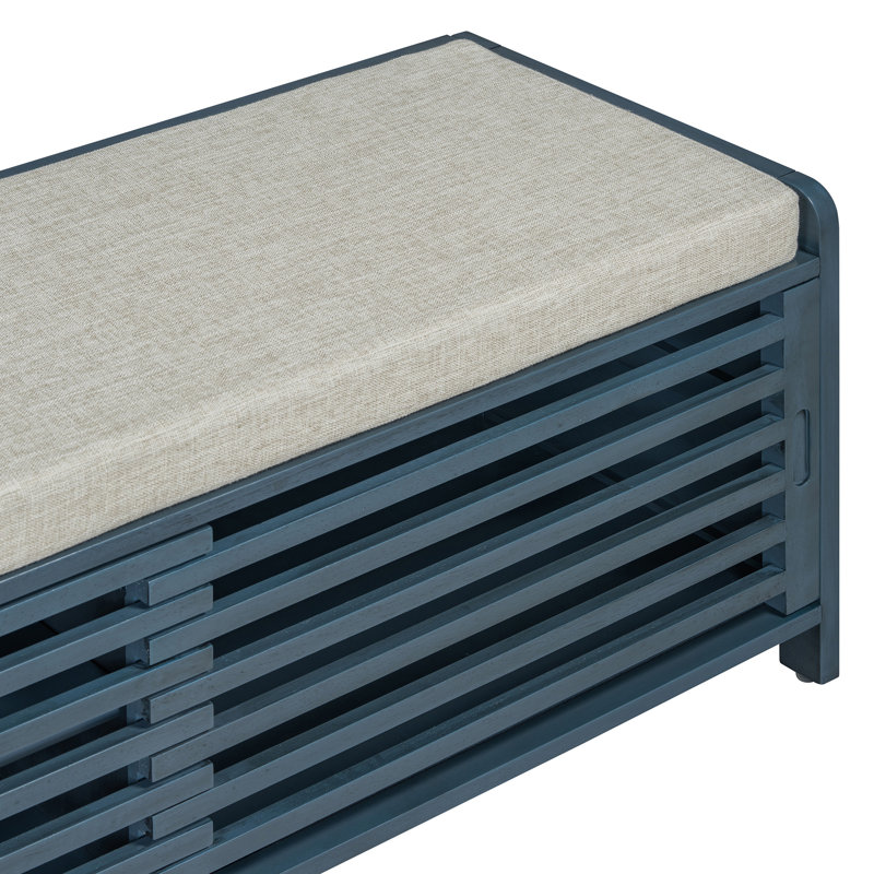 Banc à chaussures avec rangement et coussin, Marine