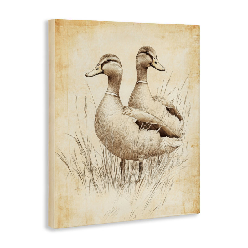 Paire de canards rétro, conception par Petal Prints Design, H 20 po x l 16 po