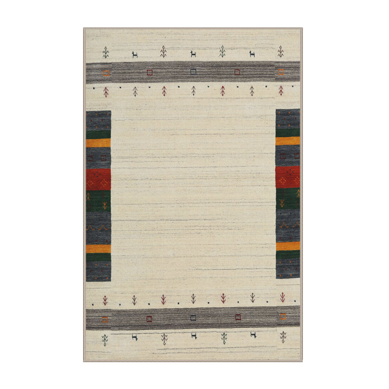 Tapis beige/rouge contemporain, Rectangle 5 pi x 7 pi