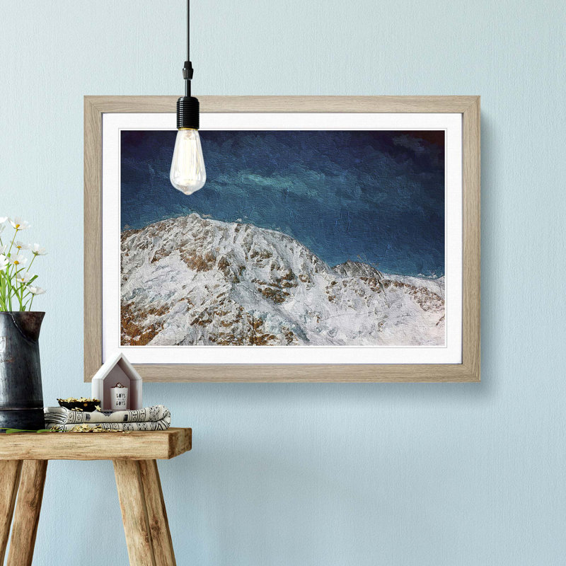 Denali McKinley Mountain in Alaska - Picture Frame Painting Print, Oak Framed, 27cm H x 36cm W x 2cm D