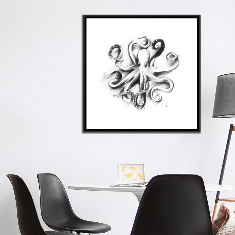 «Flat Octopus», reproduction d'art sur toile, H 18 po x l 18 po x P 1,5 po, Toile avec cadre noir