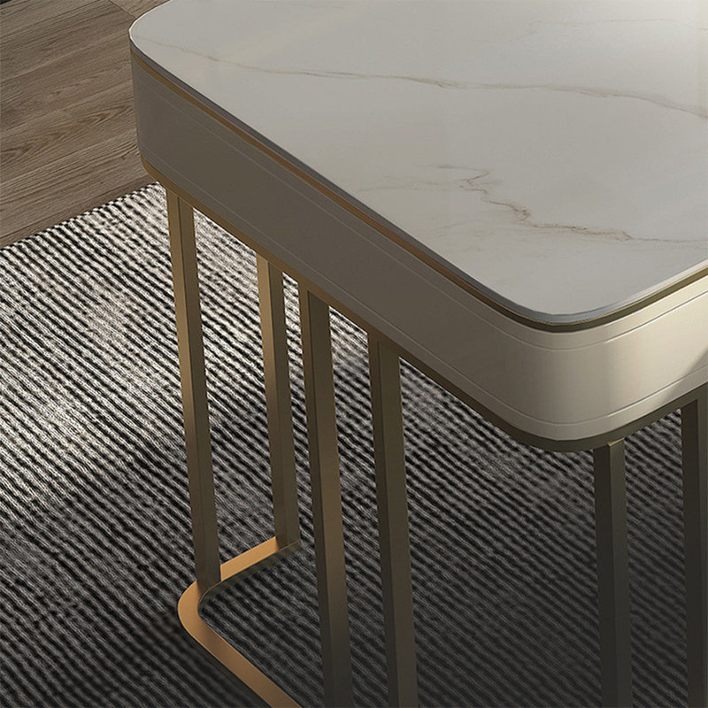 GI797912303246&Size Stone Stainless Steel Writing Desk with Built-In Electrical Outlet, 29.53" H x 55.12" W x 23.62" D