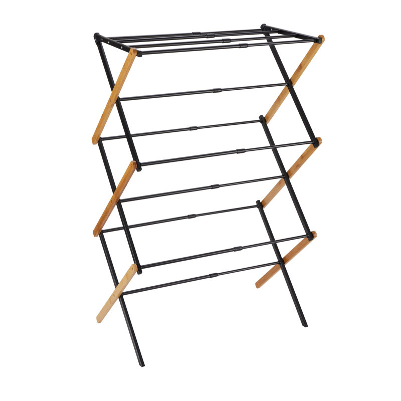  Séchoir à linge extensible à 3 niveaux en bambou | Séchoir à linge pliable | Panier à linge peu encombrant | Séchoir à air intérieur / extérieur
