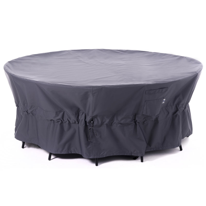  Waterproof Outdoor Patio Table Cover, 110"DIA x 31"H, Heavy Duty Rip Stop, 3 Year Warranty, Gray