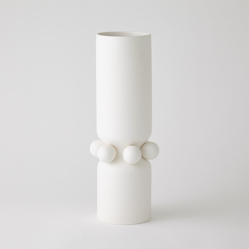 Hera Handmade Ceramic Table Vase, White, 20.75" H x 8" W x 8" D