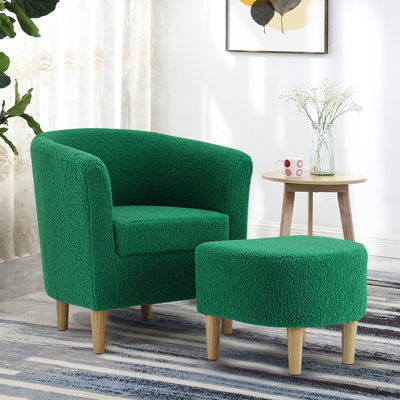 Upholstered Barrel Chair with Ottoman