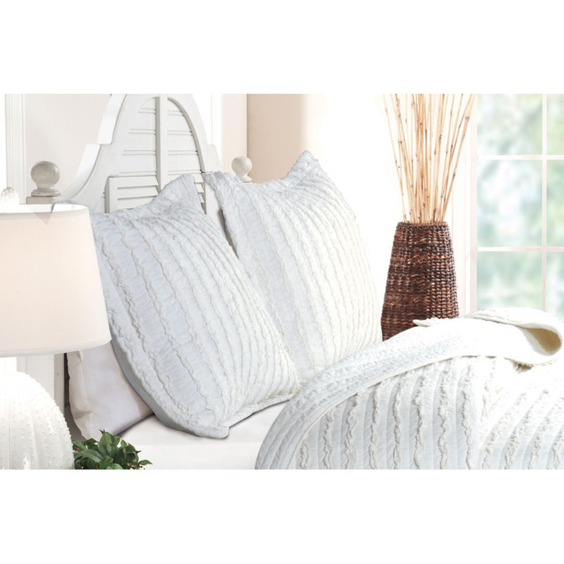 Greenland Home Fasions Ruffled White Standard Sham, 20x26