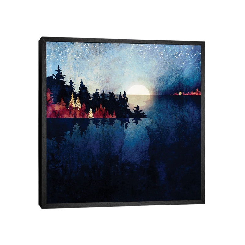 Autumn Moon Reflection - Print on Canvas, 66.04 cm H x 66.04 cm W, Black Framed