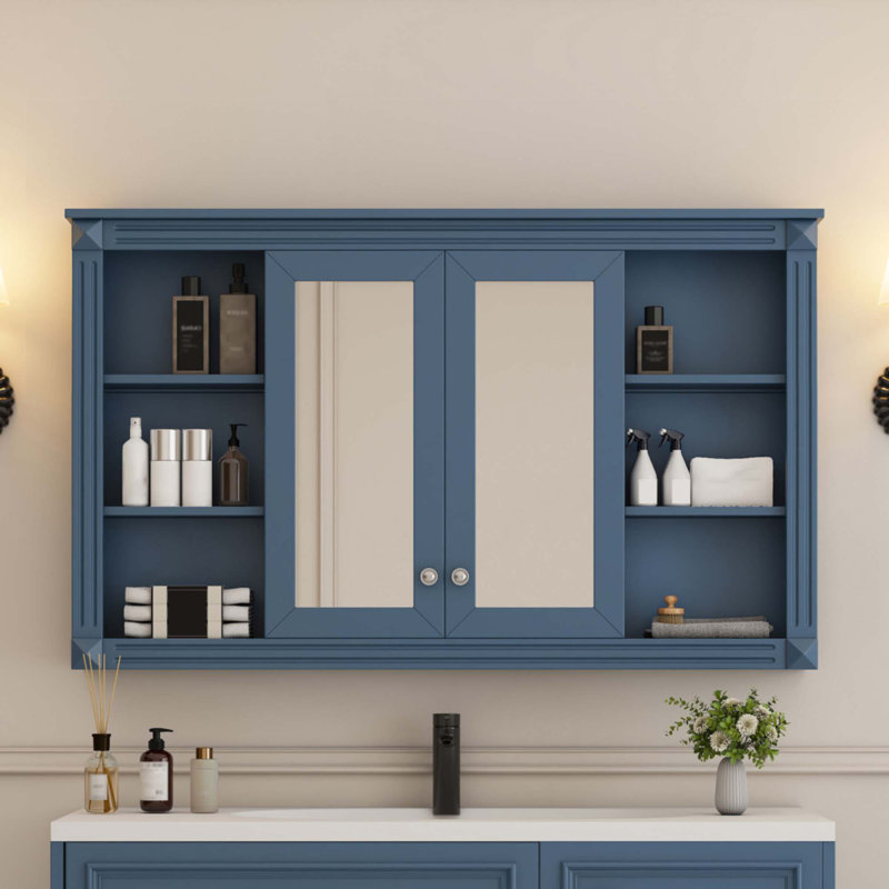 Armoire de toilette avec miroir 47 po, Bleu