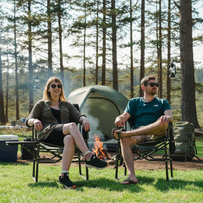 Heavy-Duty Camping Director's Chair, Extra-Large, Portable, Folding Design With Side Table Pocket, Suitable For Various Scenarios Such As Beach Fishing, Picnics, And Concerts.