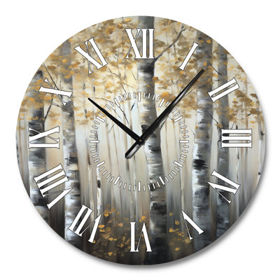 Birch Tree Forest Wonderland V - Tree White Face Wall Clock