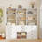 Système d'organisation modulaire blanc avec 11 tablettes et 10 tiroirs