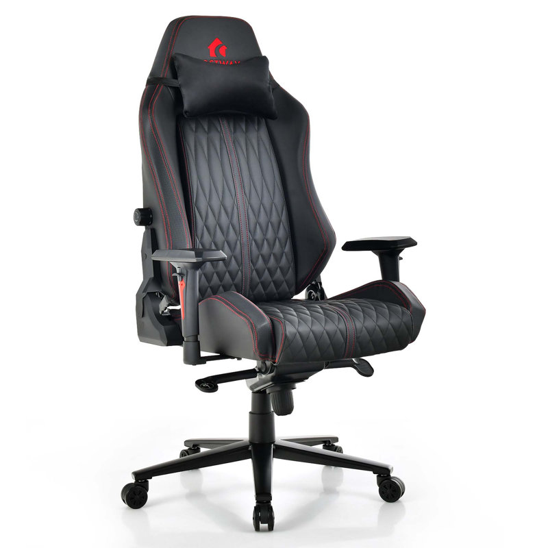 Costway Gaming Chair With Meta Base Class-4 Gas Lift 4d Armrest & Adjustable Lumbar Support