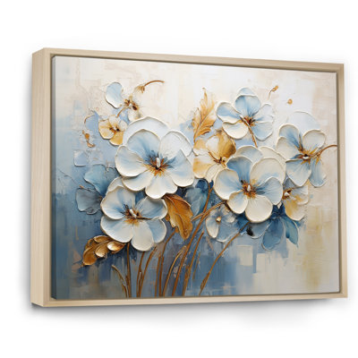 «White and Blue Pansies Garden I», reproduction sur toile
