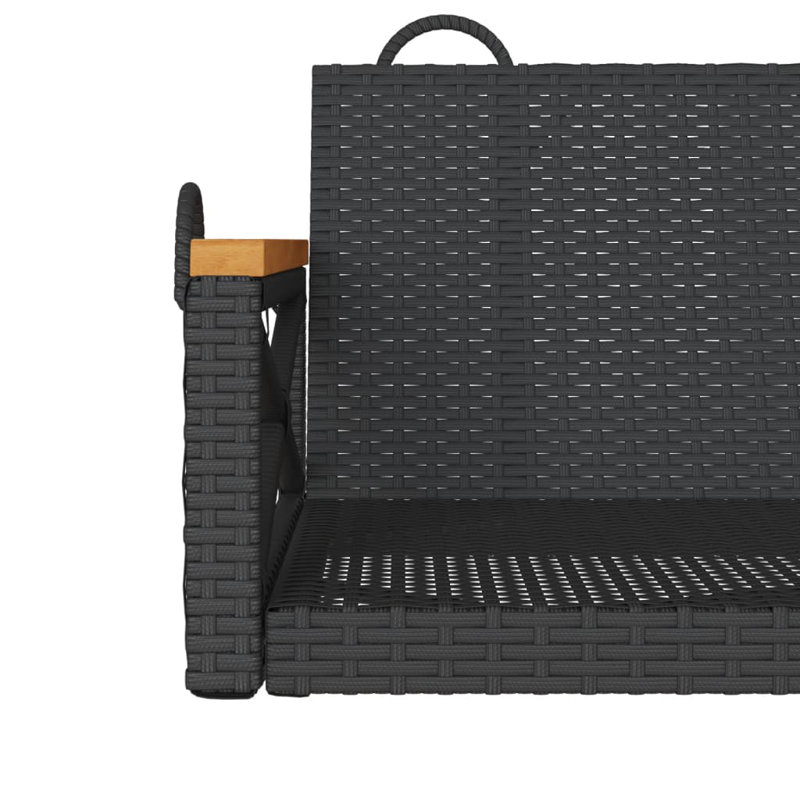Highland Dunes Swing Bench 42.9"X24.4"X15.7" Poly Rattan, Black