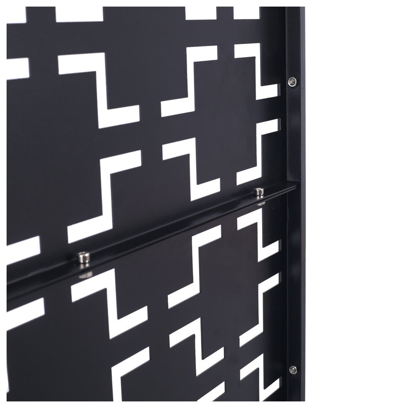 76" H x 48" W Steel Privacy Screen Panel for Outdoor and Indoor Use, Rust Red Finish, Black