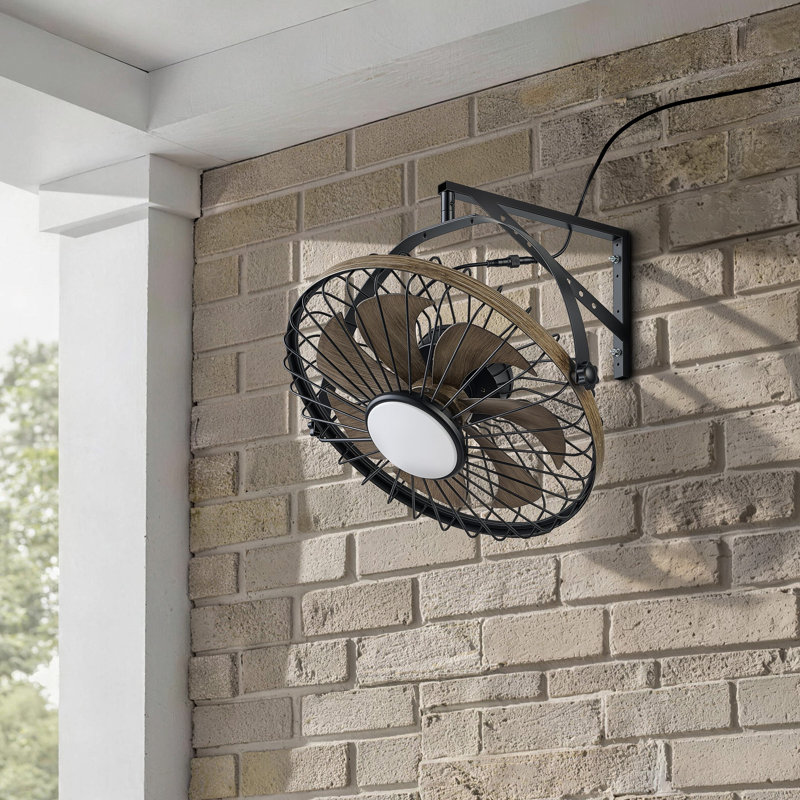 Ventilateur de plafond d'extérieur imperméable 20 "avec lumière DEL à intensité variable et télécommande Fandelier, Bois brun