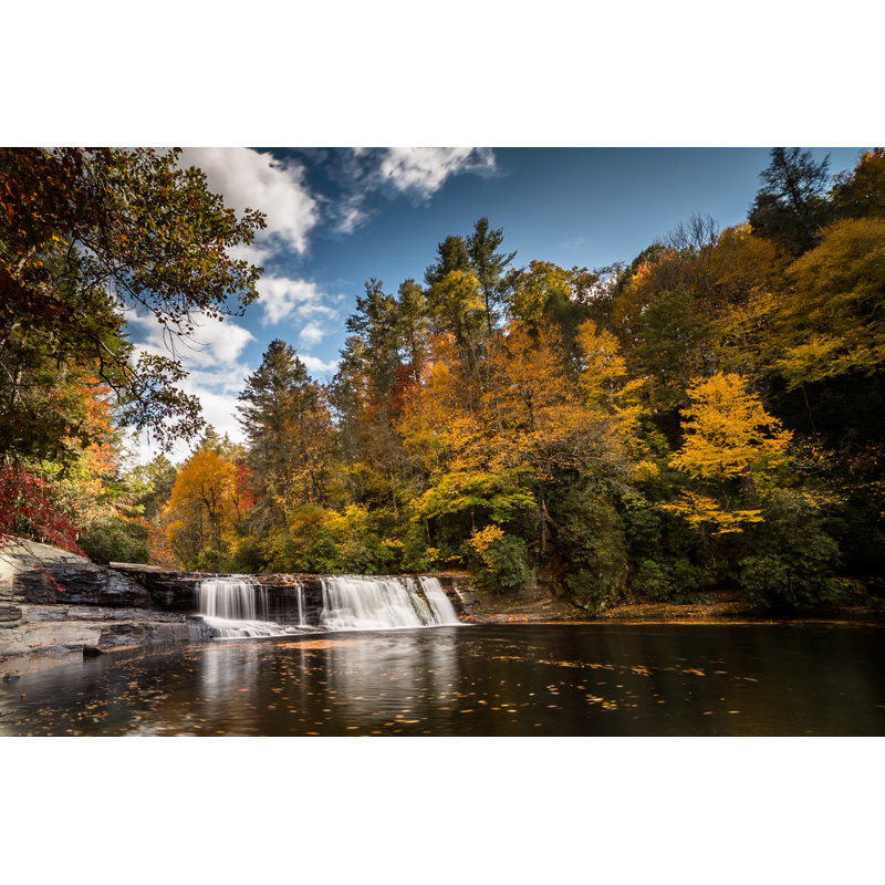 Waterfall In A Forest In Fall Colors by John Audubon - Wrapped Canvas Print, 81cm H x 122cm W x 3.8cm D