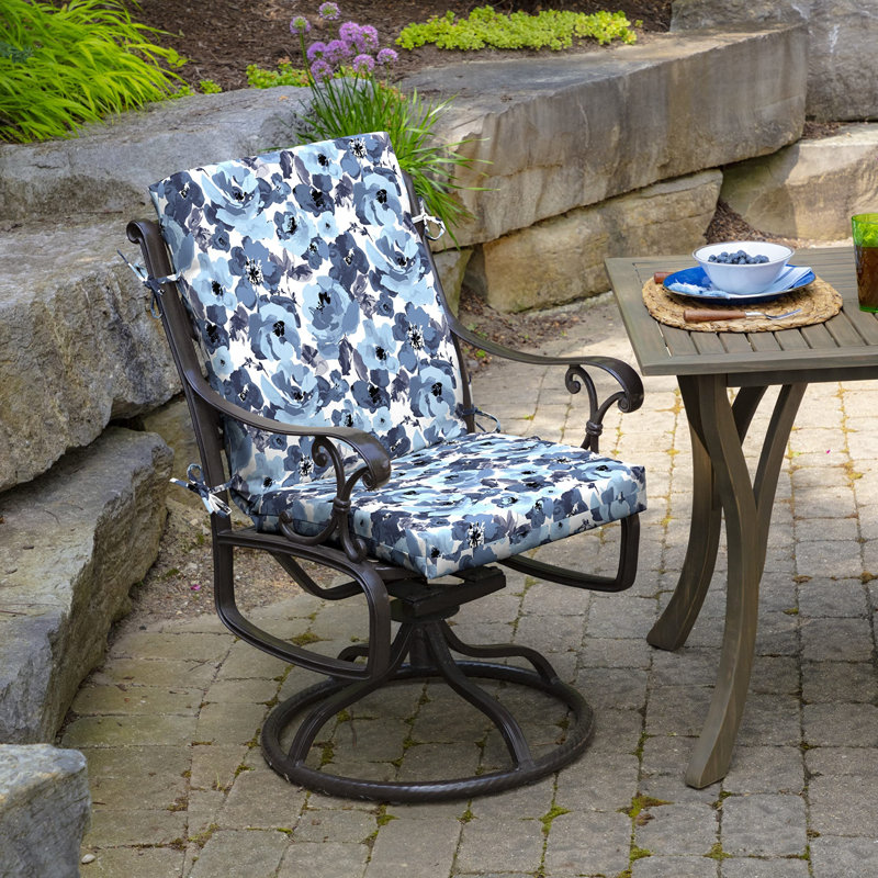 ARDEN Outdoor Dining Chair 3.5" Cushion, 3.5" H x 20" W x 20" D, Black Cabana Stripe