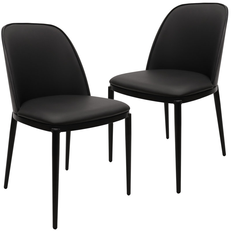 Chaise d'appoint Kelce, Cuir noir / noir