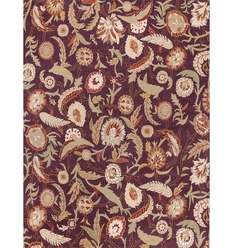 Garden Hand Woven Wool Floral Area Rug, Rectangle 13' x 18'