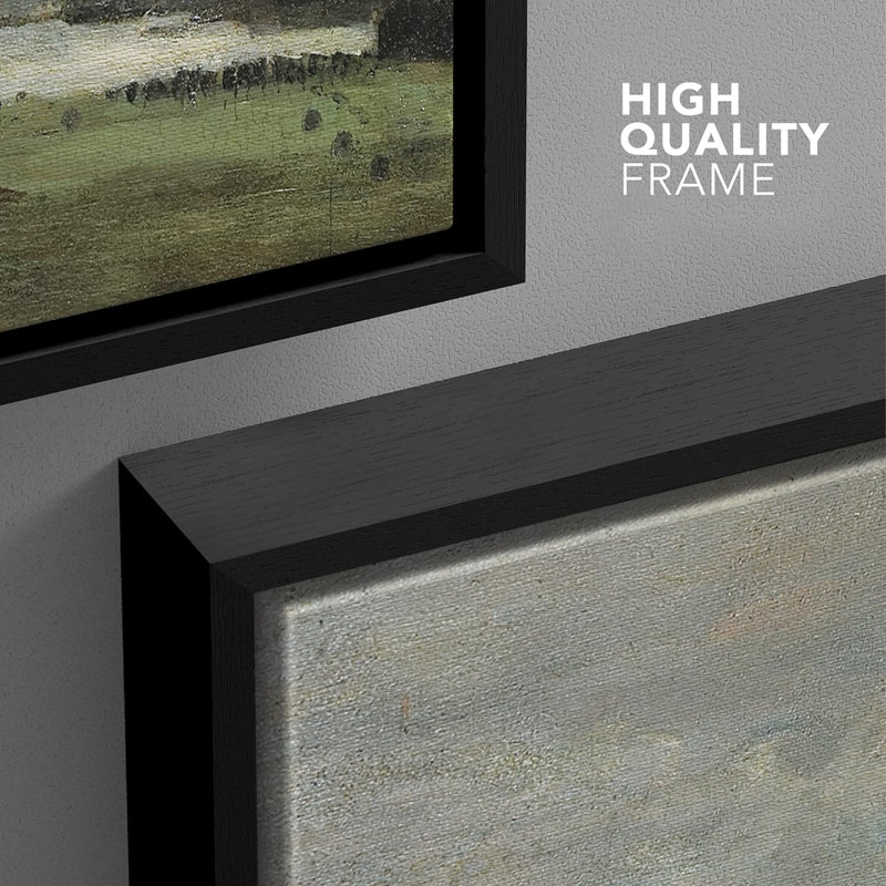 Black Framed Geometric Landscape Canvas Print, 16" x 24"