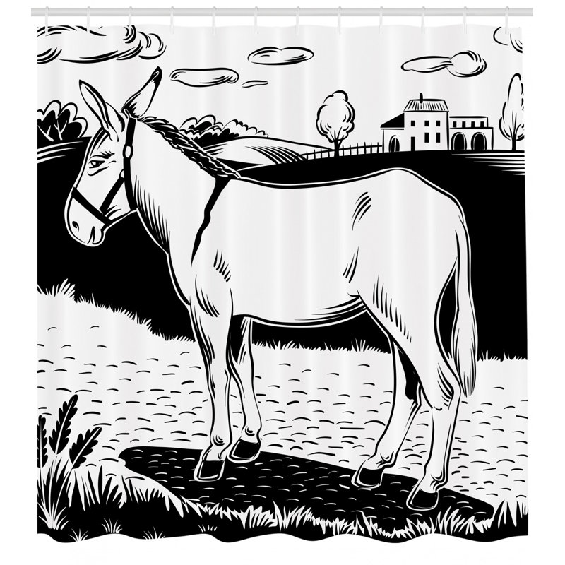 Ensemble de rideau de douche et crochets donkey, H 70 po x l 69 po